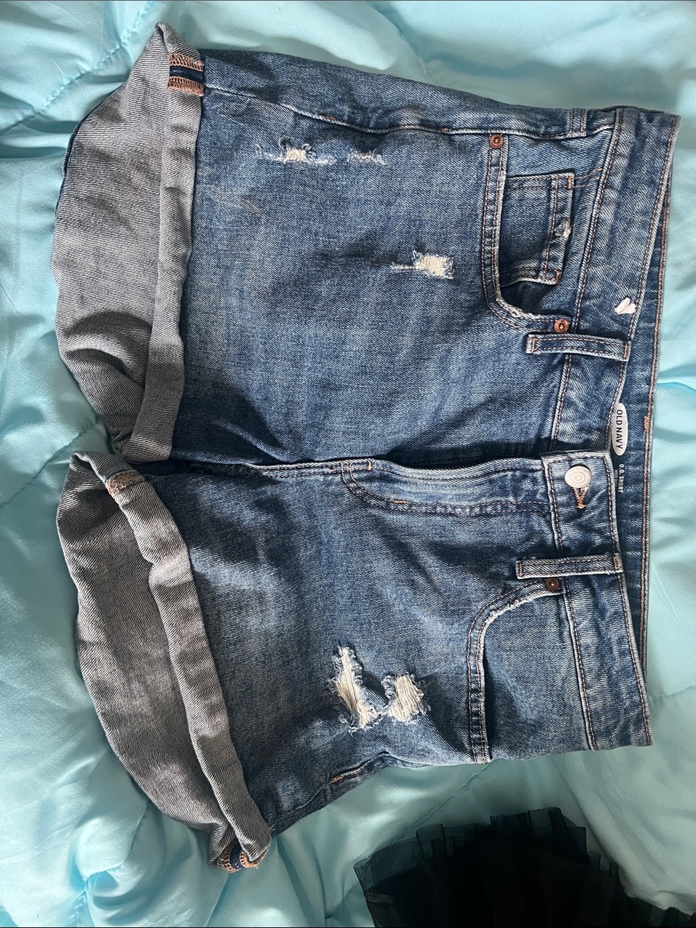 Old Navy Women's Blue Denim Roll-Cuff Shorts